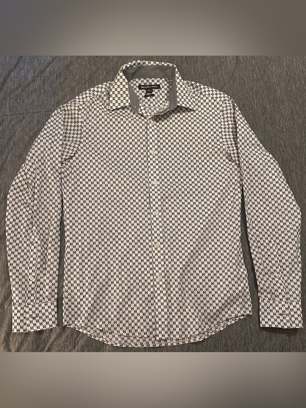 Michael Kors White Shirt with Black Geometric Pattern